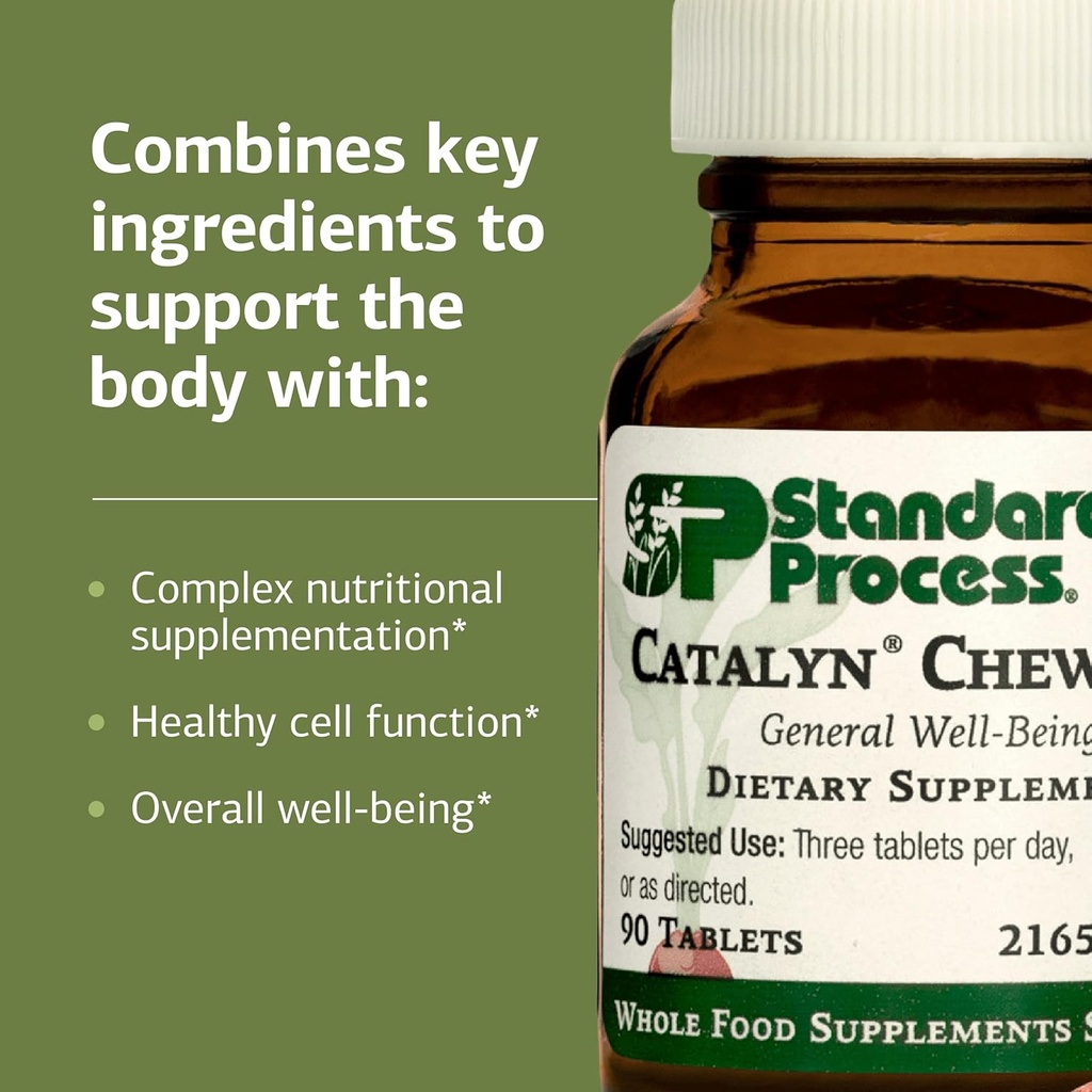 Standard Process Catalyn Chewable - Whole Food-Based Support for Cell Functioning - Includes Vitamins A, D, B6 - Aids Antioxidant Activity - Non-Dairy & Non-Soy - 90 Tablets 5