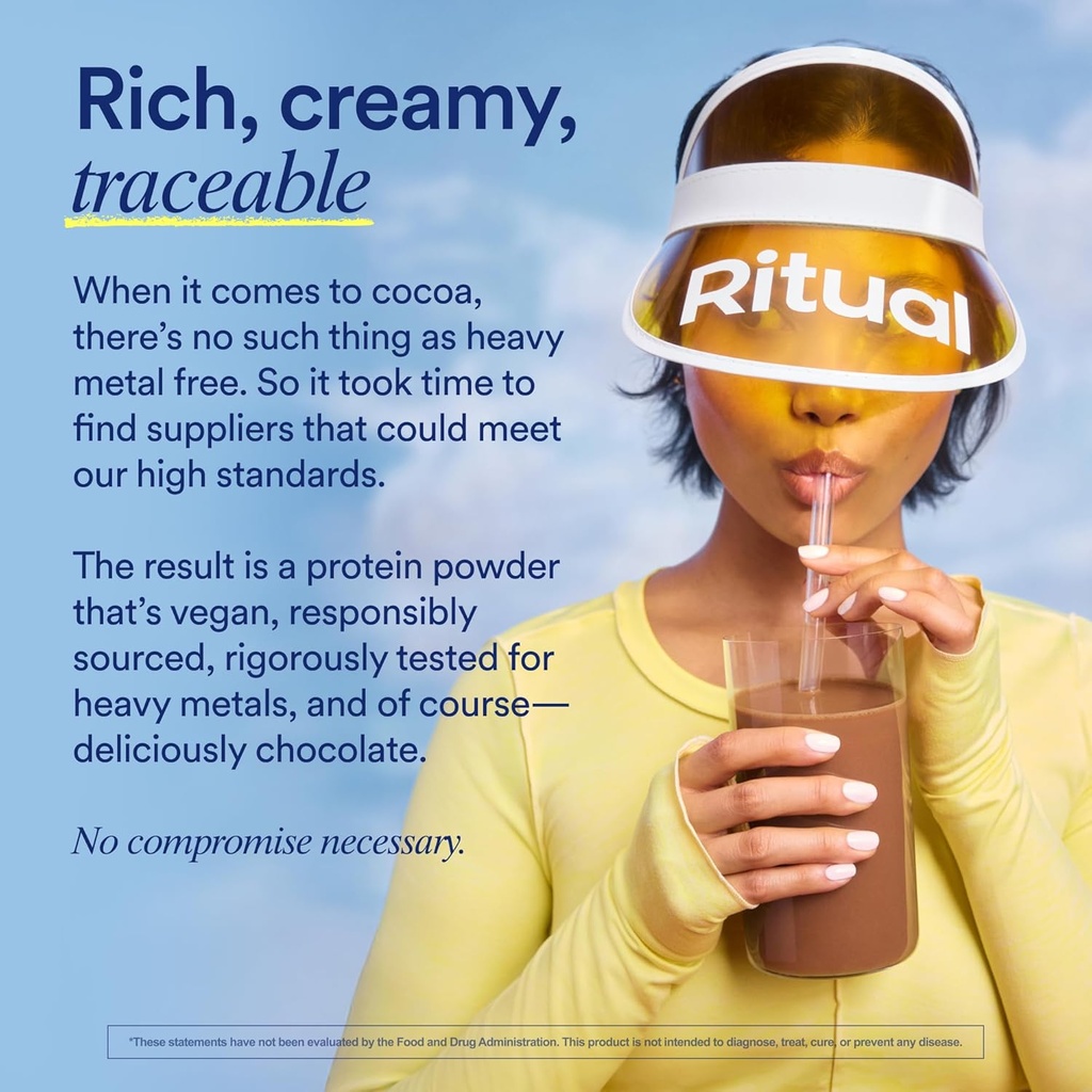 Ritual 18+ Vegan Protein Powder with BCAA: 20g Organic Pea Protein from Regenerative Farms in USA, Gluten Free, Plant Based, Sugar Free, Dairy Free, Hand-Crafted Vanilla, 1Lbs 6