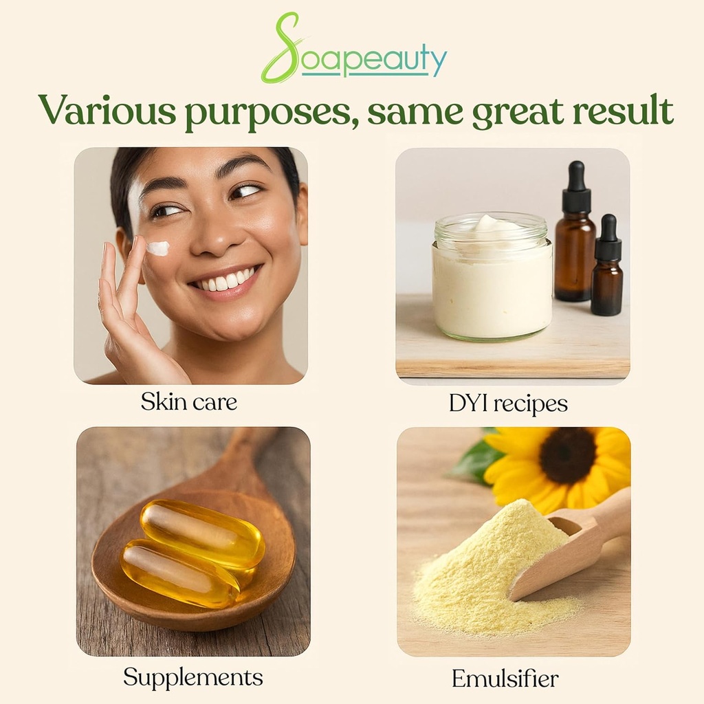 SUNFLOWER LECITHIN Liquid Oil | Cold Pressed Unrefined | USP Grade Unbleached 100% Pure Natural Sunflower Lecithin Oil | Skin Moisturizer, Soap Making, Lotion | 64 fl oz 4