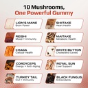 EFFECTIVE NUTRA Mushroom Gummies 2500mg | 10 Blend w/Lions Mane, Reishi, Chaga, Cordyceps & More | Focus, Memory, Immunity, Energy | Natural Berry Flavor Supplement | Vegan, Made in USA (2-Pack) 4