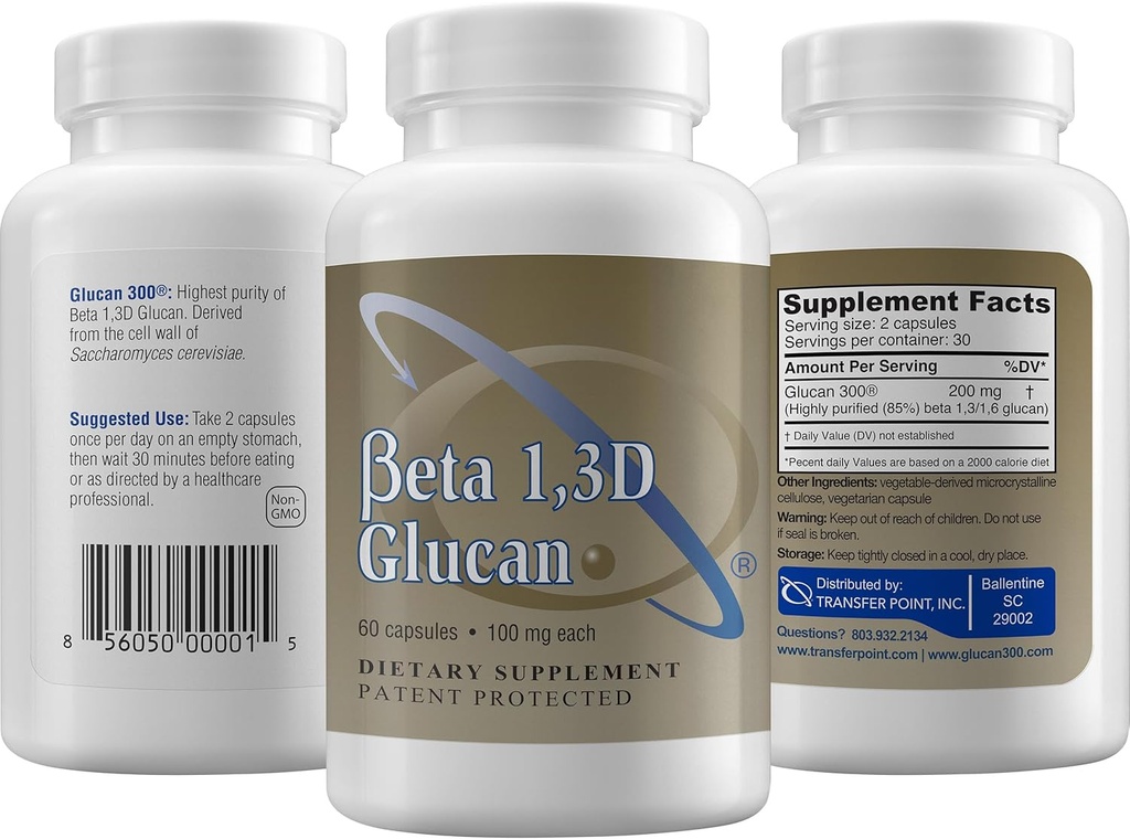 Transfer Point Immune Support Supplement Highly Purified Beta 1,3D Glucan 100 mg per Capsule (b-glucan Fiber) (Pack of 1) 5