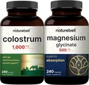 NatureBell Magnesium Glycinate Capsules 500mg & Colostrum Capsules 1,000mg Per Serving Bundle Pack | Chelated & Purified Mineral | Mother’s First Milk from Grass Fed Bovine 2