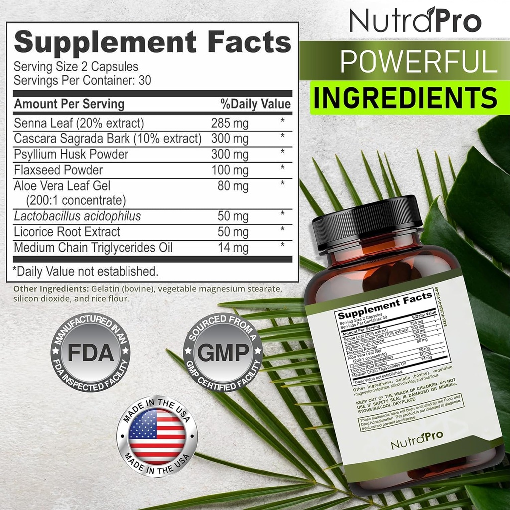 15 Day Gut Cleanse Detox for Women & Men - Advanced 15 Days Colon Cleanse with Probiotics and Psyllium Husk for Constipation Relief, Digestive Health, Colon Cleanser & Gut Health.60 Caps. 6