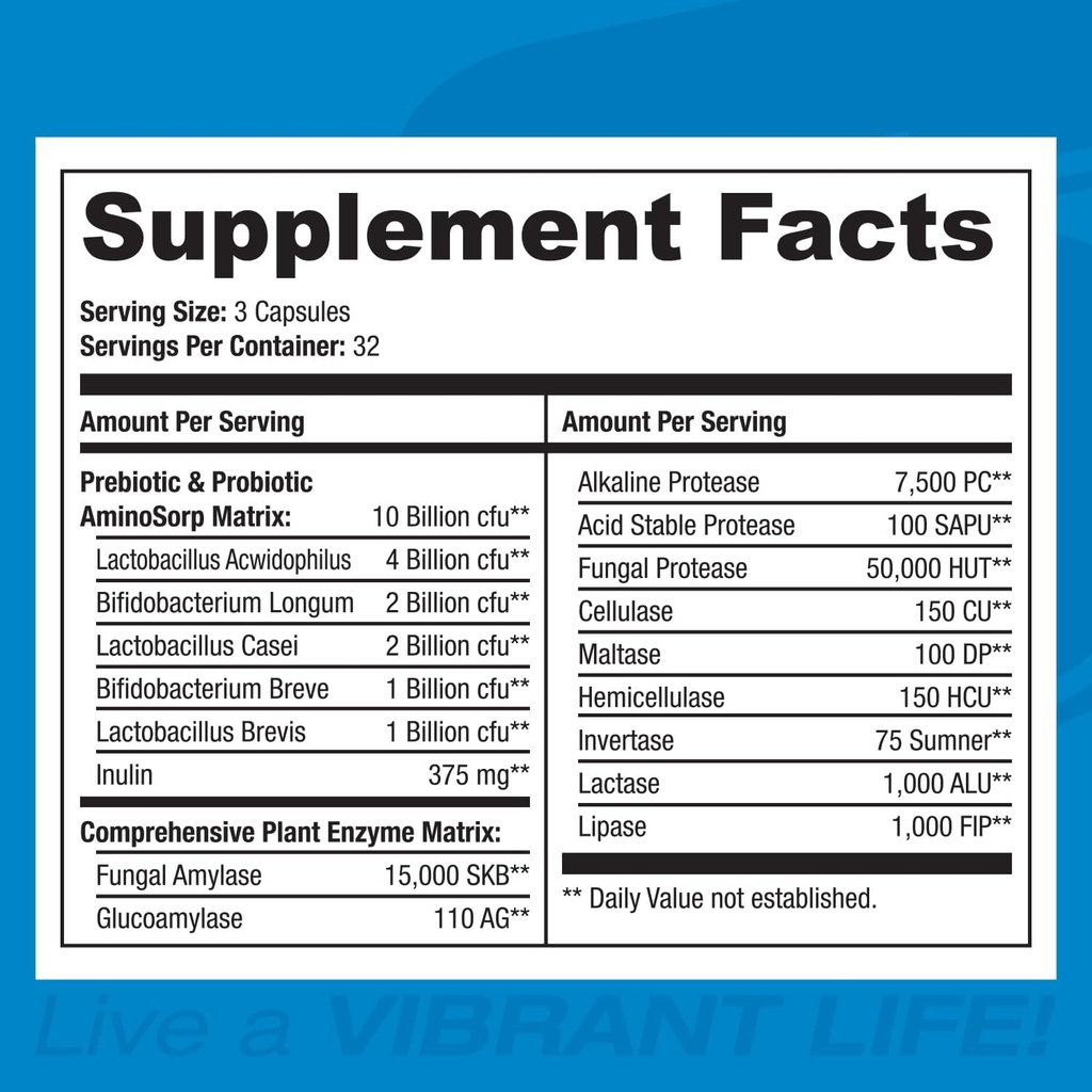 SAN's Cultivate Prebiotic-Probiotic, Multi-Strain Probiotics & Synergistic Prebiotics with Digestive Enzymes - Designed for Digestive Health, Supporting Gut Microbiome - for Women & Men, 96 Capsules 6