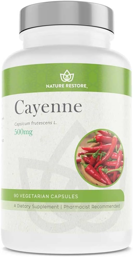 Nature Restore Cayenne Pepper Extract Supplement, Standardized to 0.45 Percent Capsaicin, 70,000 Scoville Heat Units, 90 Capsules, Manufactured in USA, Non-GMO & Gluten Free 2