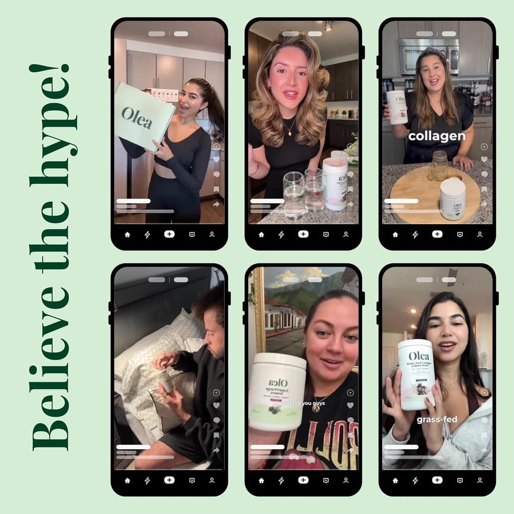 Olea Advanced Collagen & Bone Broth Powder, 10g Hydrolyzed Collagen, 5g Bone Broth, Hyaluronic Acid, Probiotics, Enzymes – Supports Skin, Hair, Nails, & Gut Health, Rich Chocolate 4