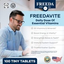 Freedavite Tiny Tablet - Moderate Multivitamin for Men and Women - Vitamin A, C, D, E, B1, B2, B6, B12, Biotin, Calcium, Zinc, Iron, Magnesium, Manganese, Copper, Selenium, Iodine - 100 Count 3