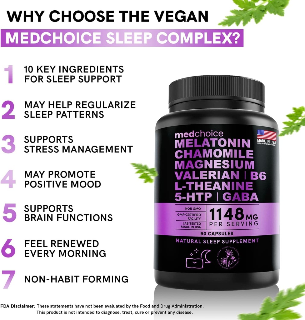 MEDCHOICE Sleep Melatonin (90ct), Turmeric & Ginger (240ct), and Nootropic Brain (120ct) Supplement Bundle - Wellness Trio for Brain, Sleep, & Immune Support - Vegan, Non-GMO, Gluten-Free 3