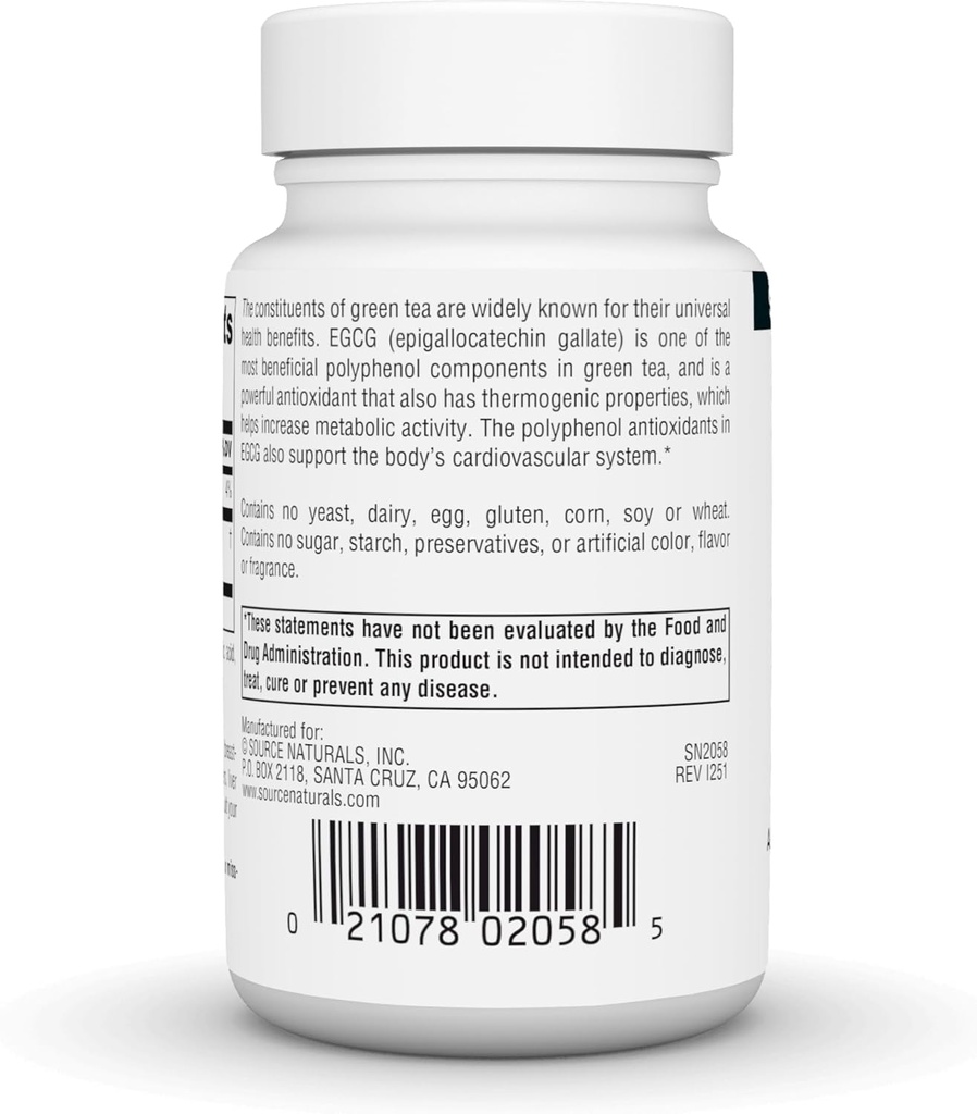 Source Naturals EGCG, Antioxidant and Thermogenic Activator from Green Tea, 350mg - 60 Tablets 4