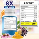 8 in 1 Immune Support Booster Supplement with Echinacea, Vitamin C and Zinc 50mg, Vitamin D 5000 IU, Turmeric Curcumin & Ginger, B6, Elderberry (8 in 1 Capsules (Pack of 5)) 6