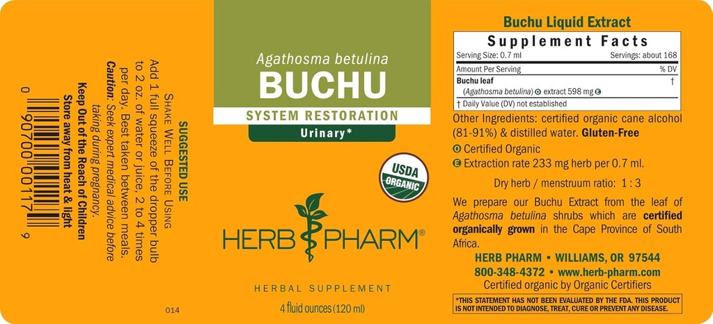 Herb Pharm Certified Organic Buchu Liquid Extract for Urinary System Support - 4 Ounce 5