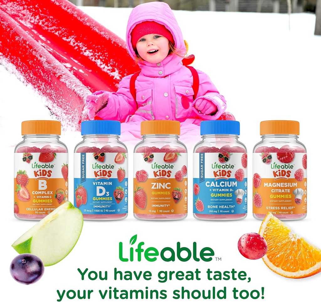 Lifeable Sugar Free Vitamin C for Kids – 250 mg – Great Tasting Natural Flavor Gummy Supplement – Vegetarian GMO-Free Chewable Vitamin – for Immune Support – for Children – 90 Gummies 6