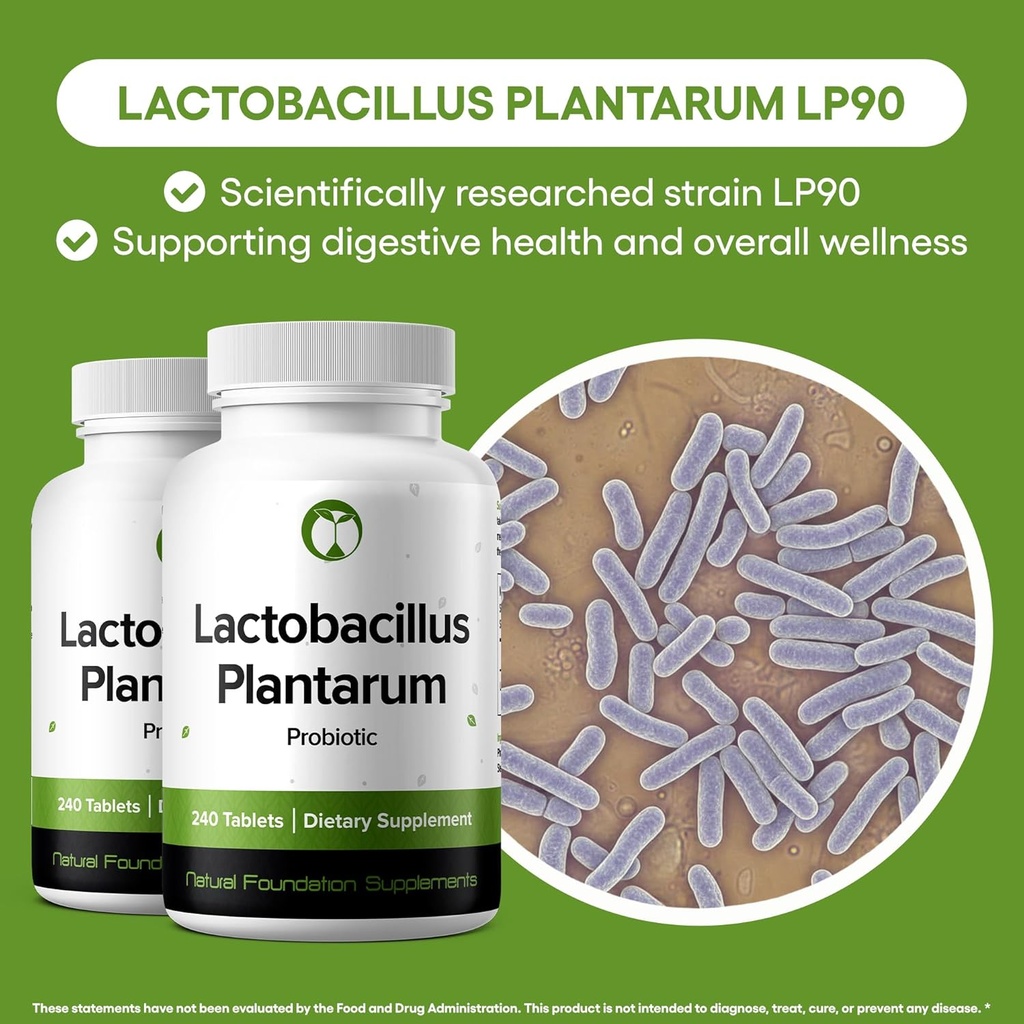 Lactobacillus Plantarum Probiotic Supplement 240 Tablets 3 Billion CFU Probiotics for Men & Women Supports Intestinal Digestive & Gut Health (240, Lactobacillus Plantarum) 3