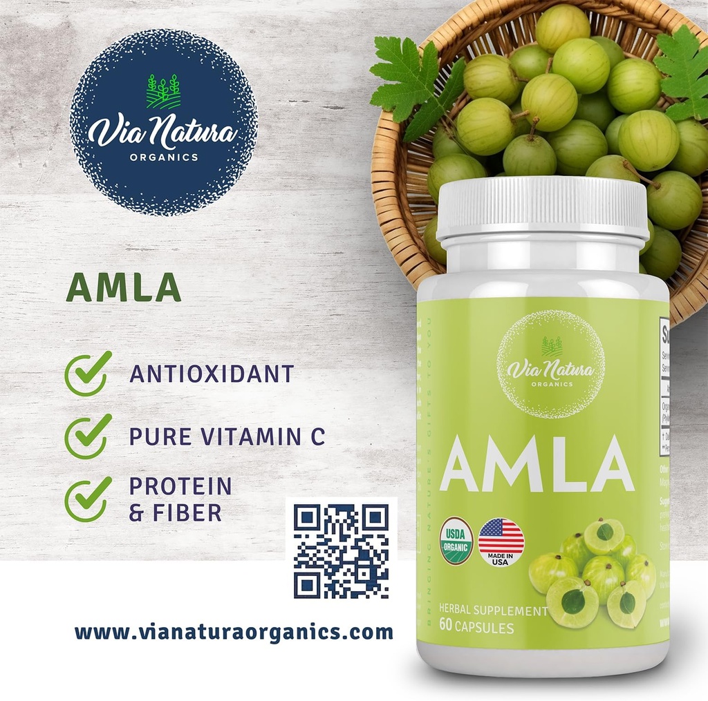 Amla Capsules 1000mg | Organic Herbal Supplement | Natural Source of Vitamin C | 60 Capsules 4