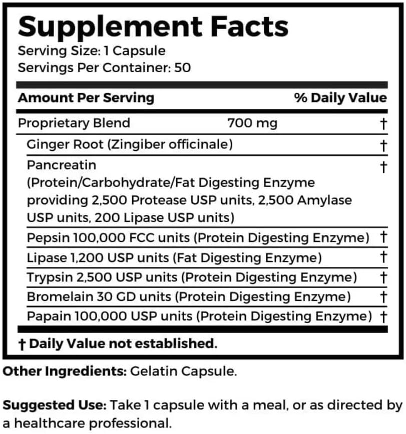 Dr. Clark Digestive Enzymes Supplement – 700mg, 50 Gelatin Capsules, Promotes Digestive Health & Gut Function 5