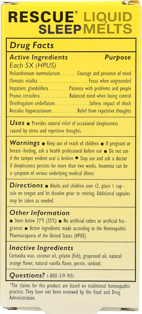 Bach RESCUE SLEEP Liquid Melts, Natural Orange Vanilla Flavor, Sleep & Stress Relief Aid, Homeopathic Flower Essence, Free of Melatonin, Gluten & Sugar, Non-alcohol, Non-Narcotic, 6 Packs, 28 Ct Each 3