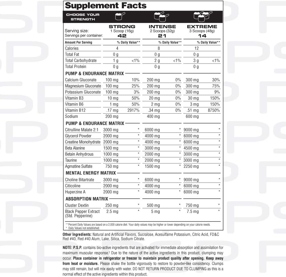 Metabolic Nutrition P.S.P. Physique Stimulating PreWorkout 672g Zero Sugar Caffeine Free (Watermelon) 4