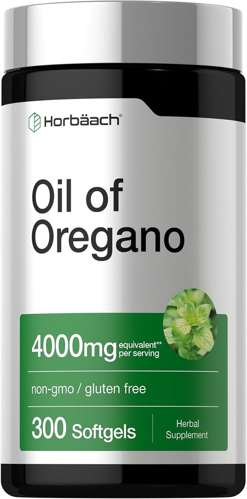 Horbäach Oregano Oil | 4000mg | 300 Softgel Capsules | Naturally Occurring Carvacrol Pills | Non-GMO and Gluten Free Extract Supplement 2