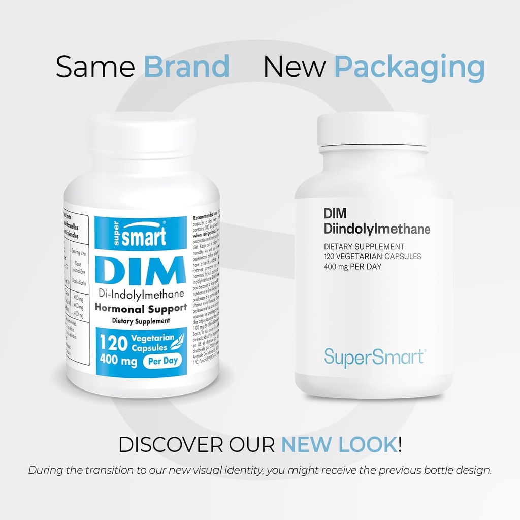 Supersmart - DIM Supplement 400mg per Day (Diindolylmethane) - Natural Balance for Men & Women | Non-GMO & Gluten Free - 120 Vegetarian Capsules 3