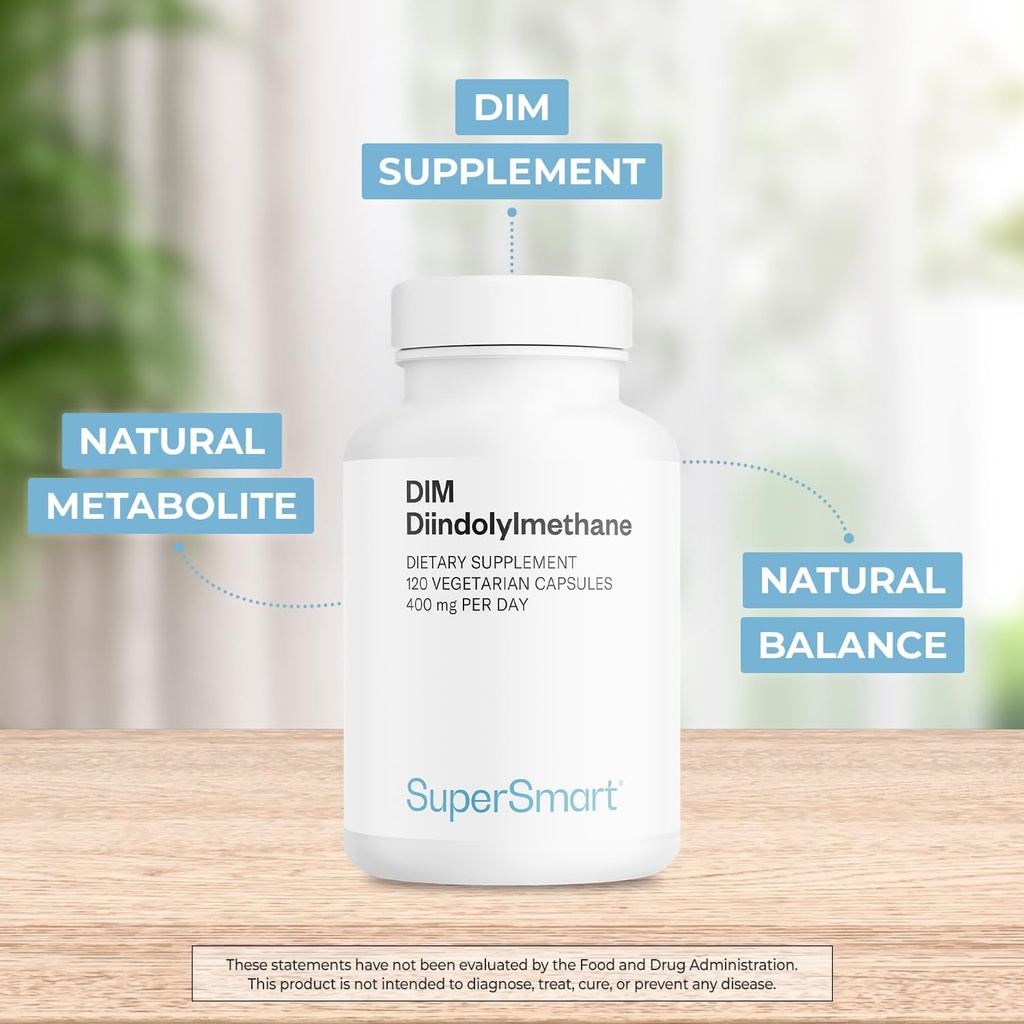 Supersmart - DIM Supplement 400mg per Day (Diindolylmethane) - Natural Balance for Men & Women | Non-GMO & Gluten Free - 120 Vegetarian Capsules 4