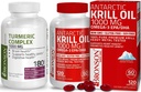 Bronson Turmeric Curcumin with BioPerine High Potency Premium Joint Support + Bronson Antarctic Krill Oil 1000 mg with Omega-3s EPA, DHA 2