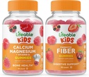 Lifeable Calcium Magnesium Kids + Prebiotic Fiber Kids, Gummies Bundle - Great Tasting, Vitamin Supplement, Gluten Free, GMO Free, Chewable Gummy 2