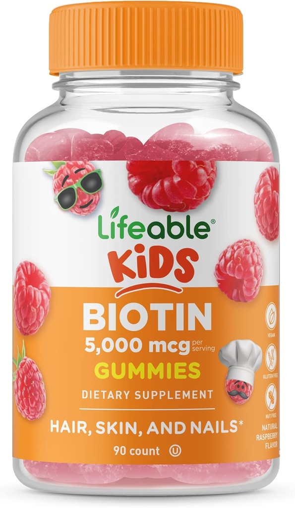 Lifeable Vitamin D Kids + Biotin Kids, Gummies Bundle - Great Tasting, Vitamin Supplement, Gluten Free, GMO Free, Chewable Gummy 4