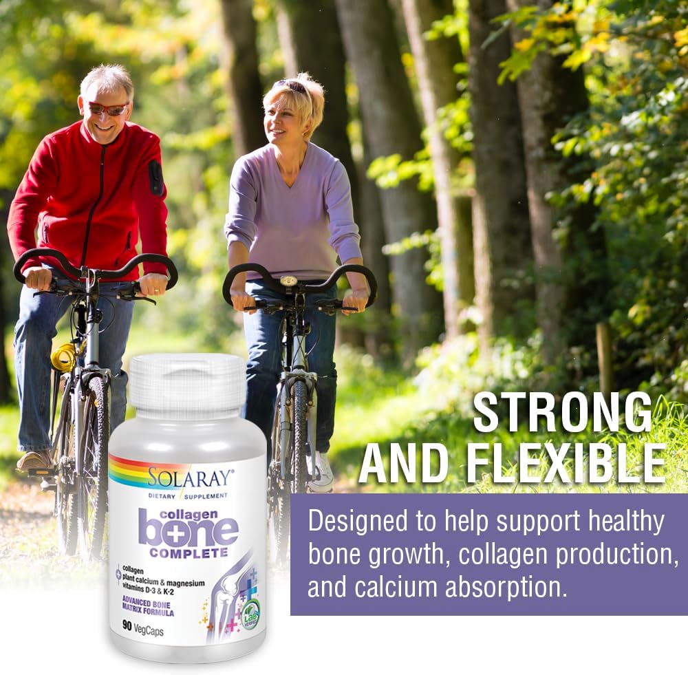 SOLARAY Collagen Bone Complete | Advanced Bone Matrix Formula with Plant Calcium & Magnesium | 30 Servings | 90 VegCaps 6