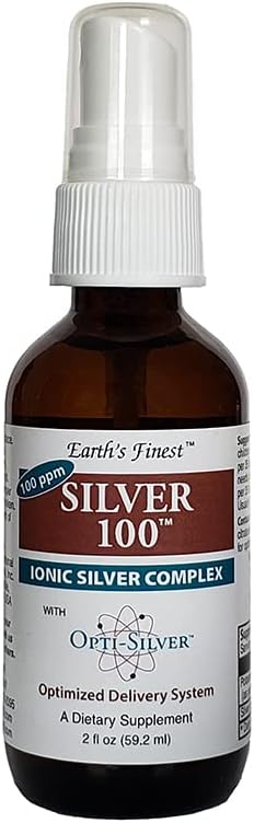 Silver 100 Ionic Silver Complex with Opti-Silver Optimized Delivery System for Immune Support - 100 ppm, 2oz (59.2mL) - Spray 2