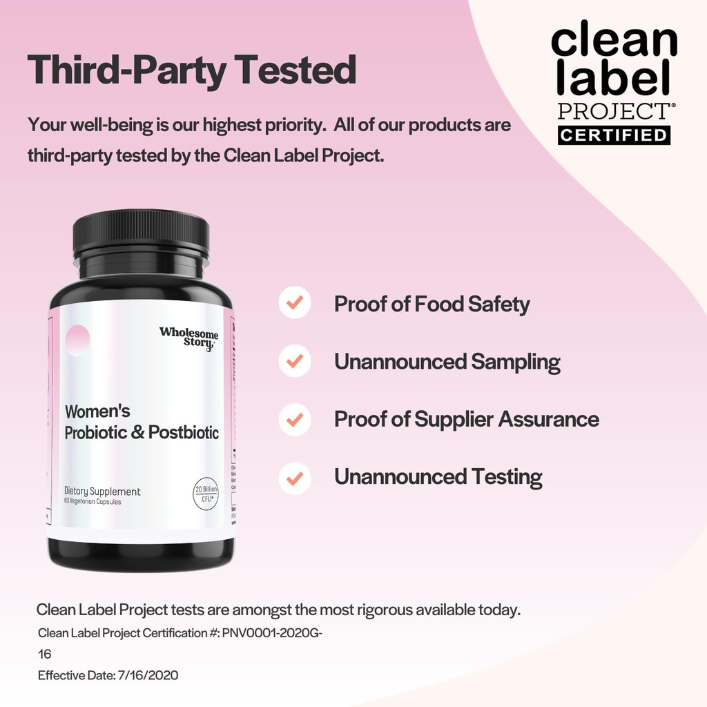Postbiotic and Probiotics for Women Digestive Health & Vaginal Nutritional Supplements | 20 Billion CFU | 10 Billion CFU Per Capsule | 8 Unique Strains Per Serving | Delayed Release | 30 Servings 6