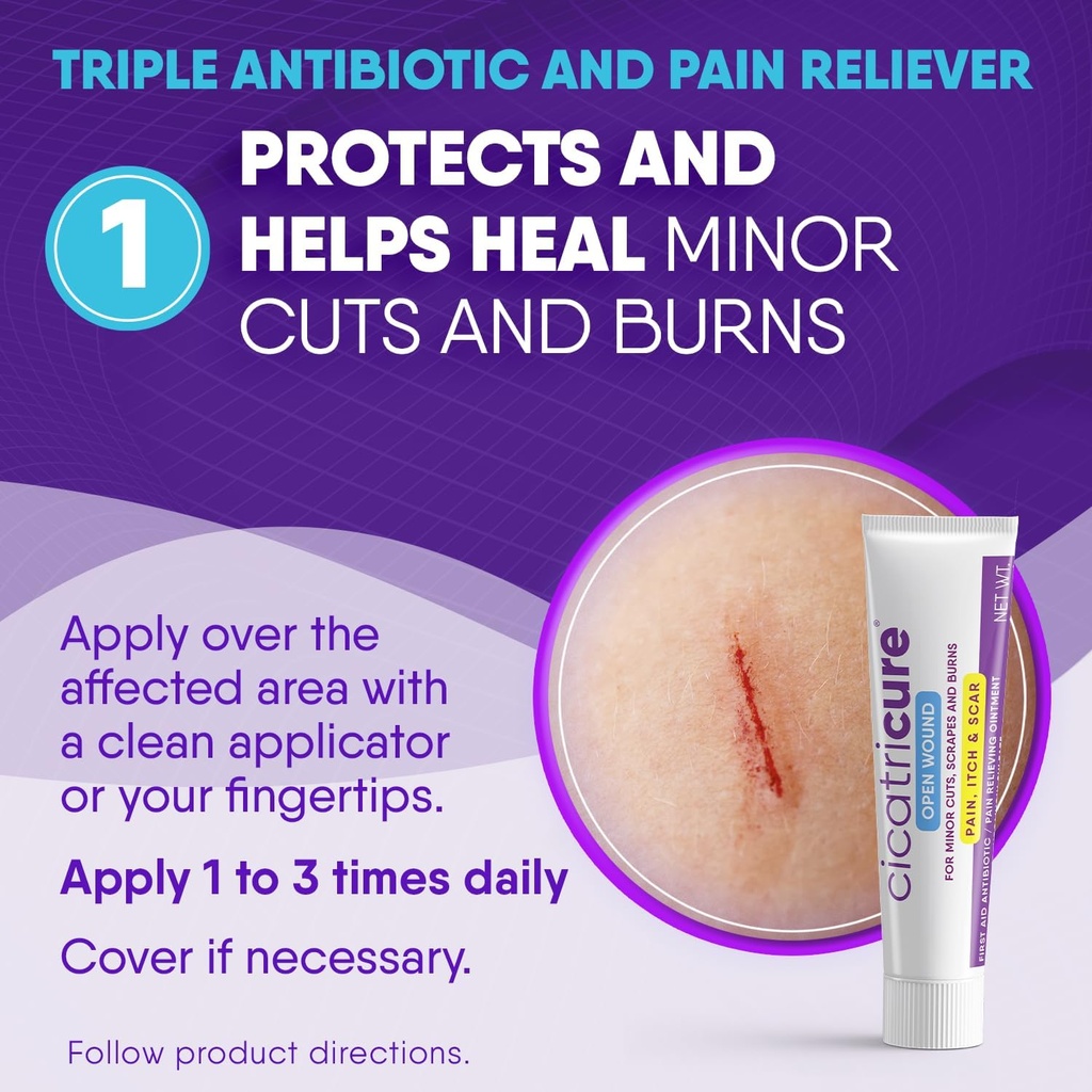 Cicatricure Skin Recovery Kit: Advanced Scar Gel & Open Wound Care Antibiotic Ointment, Reduces Stretch Marks, Surgical & Acne Scars, Treats Cuts & Burns, 1 oz Each - for Adults & Kids 4