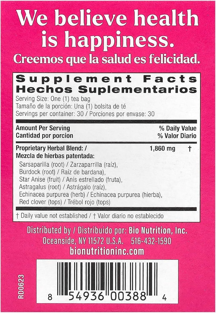 Bio Nutrition Lymph Support Tea, Caffeine Free, 30 Tea Bags, 2 oz (56 g) 3