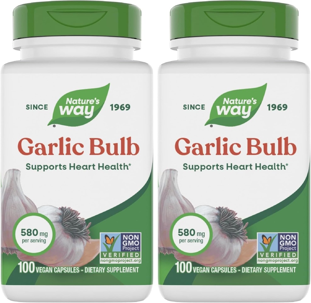 Nature's Way Garlic Bulb, Supports Heart Health*, 100 Vegan Capsules (Pack of 2) 2