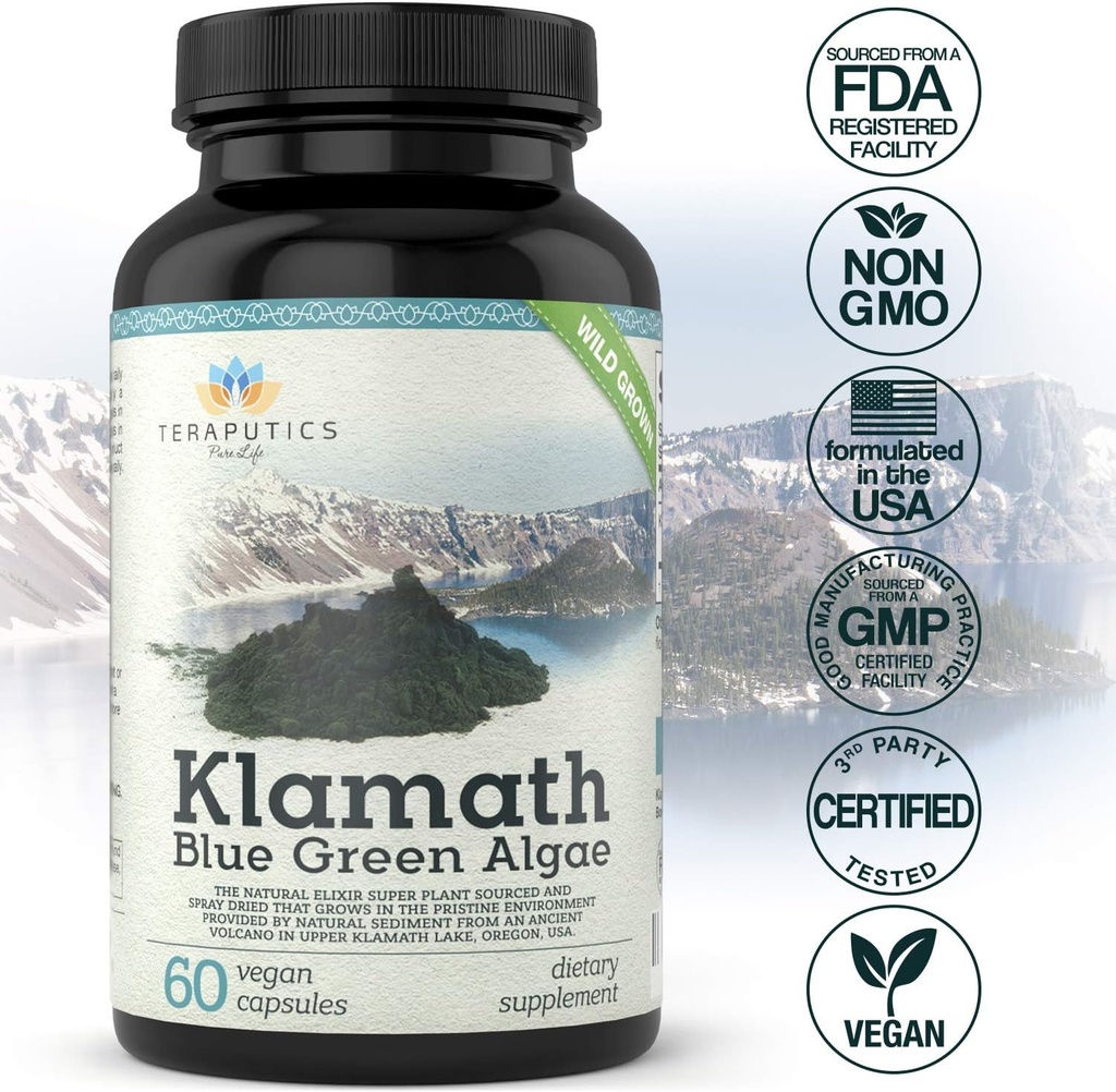 Premium Klamath Lake Blue Green Algae - More Powerful Than Spirulina and Chlorella Supplements | Pure Chlorophyll Rich SuperFood, Sourced from Organic Klamath Lake, 500mg, 60 Vegan Capsules 4