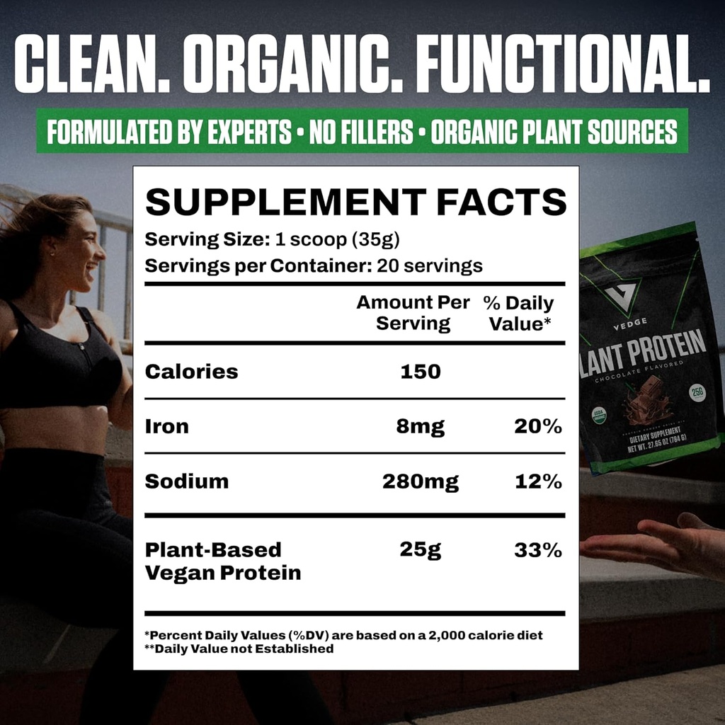 vedge Vegan Protein Powder - Plant Protein Powder with Pea, Pumpkin & Sunflower - USDA Organic, Amino Acids, Dairy Free, Gluten Free, Soy Free, Keto, Non GMO, Smooth Texture - Chocolate - 20 Servings 4