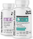 Youth & Tonic Menopause & PMS Support for Women Through Balanced Estrogen Metabolism – 90 Pills with DIM Black Cohosh Red Clover Dong Quai Soy Isoflavones 2
