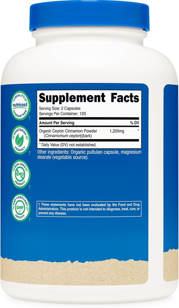 Nutricost Cinnamon Capsules (240 Capsules) 1200mg per Serving - Gluten-Free 6