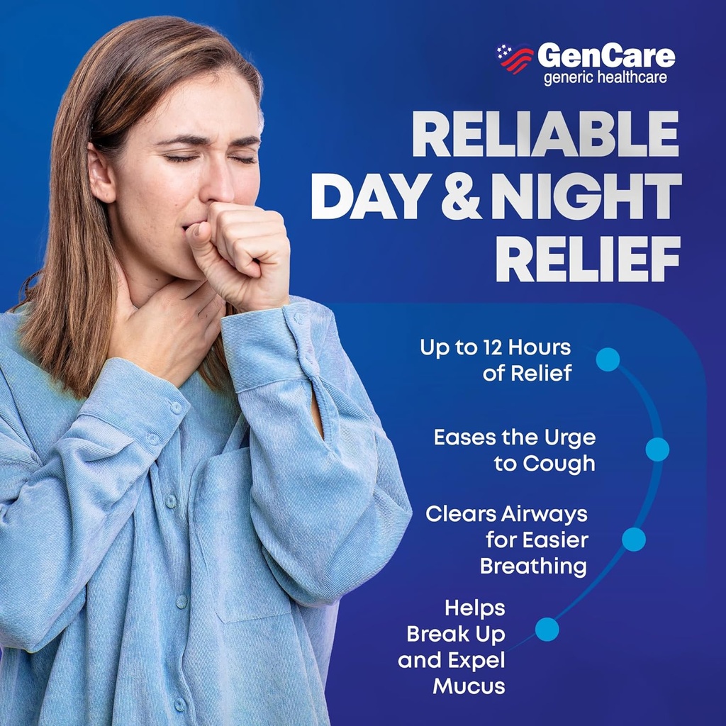 GenCare - Mucus Relief Guaifenesin 600mg (200 Tablets) Mucus Relief Expectorant for Congestion & Cough - Extended Release Tablets for Immediate & Lasting Relief 6