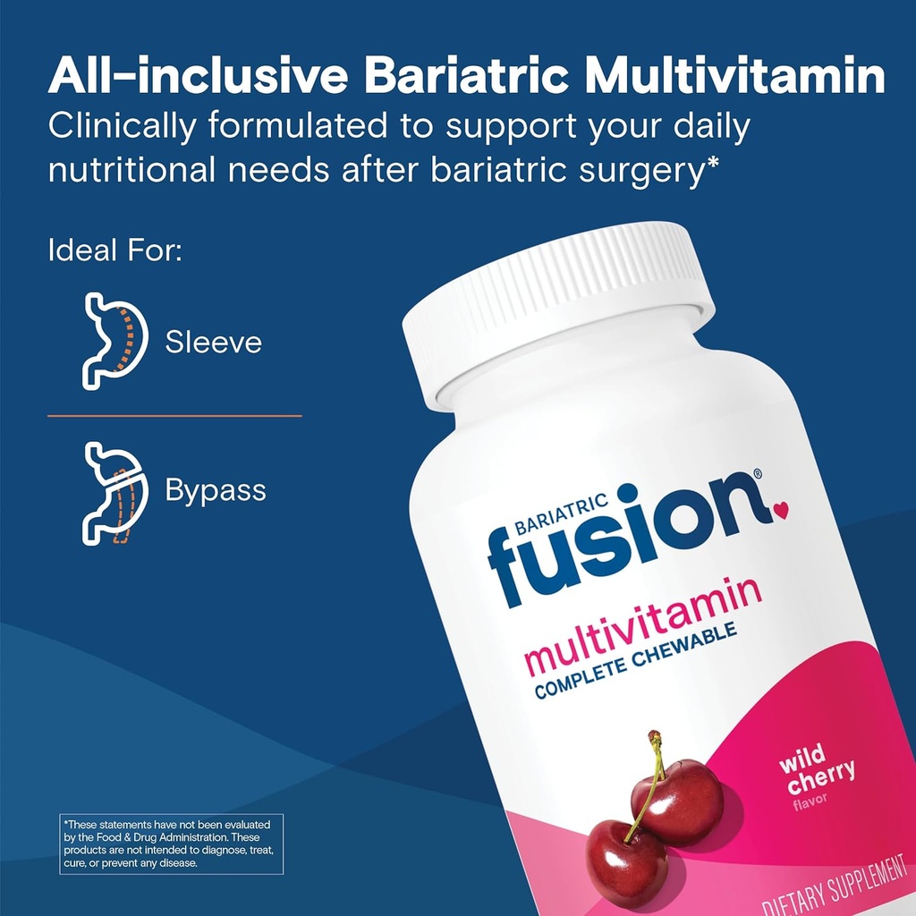 Bariatric Fusion Bariatric Multivitamin with Iron Complete Chewable | Wild Cherry | Post Bariatric Vitamins for Gastric Bypass and Sleeve Gastrectomy | One Month Supply 3