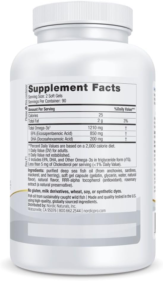 Nordic Naturals ProEPA, Lemon - 120 Soft Gels - 1210 mg Omega-3 - High-Intensity EPA Formula for Healthy Mood, Heart Health & Cellular Function - Non-GMO - 60 Servings 3