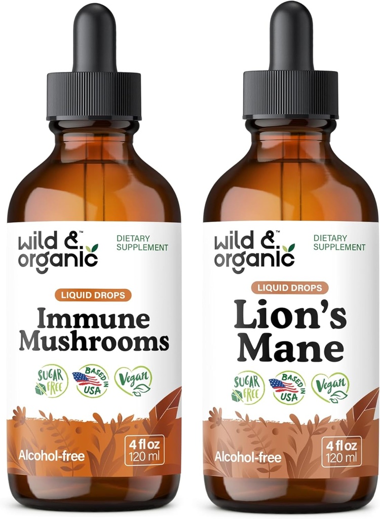 Wild & Organic Immune Mushroom Tincture 4 fl oz & Lion's Mane Tincture 4 fl oz 2