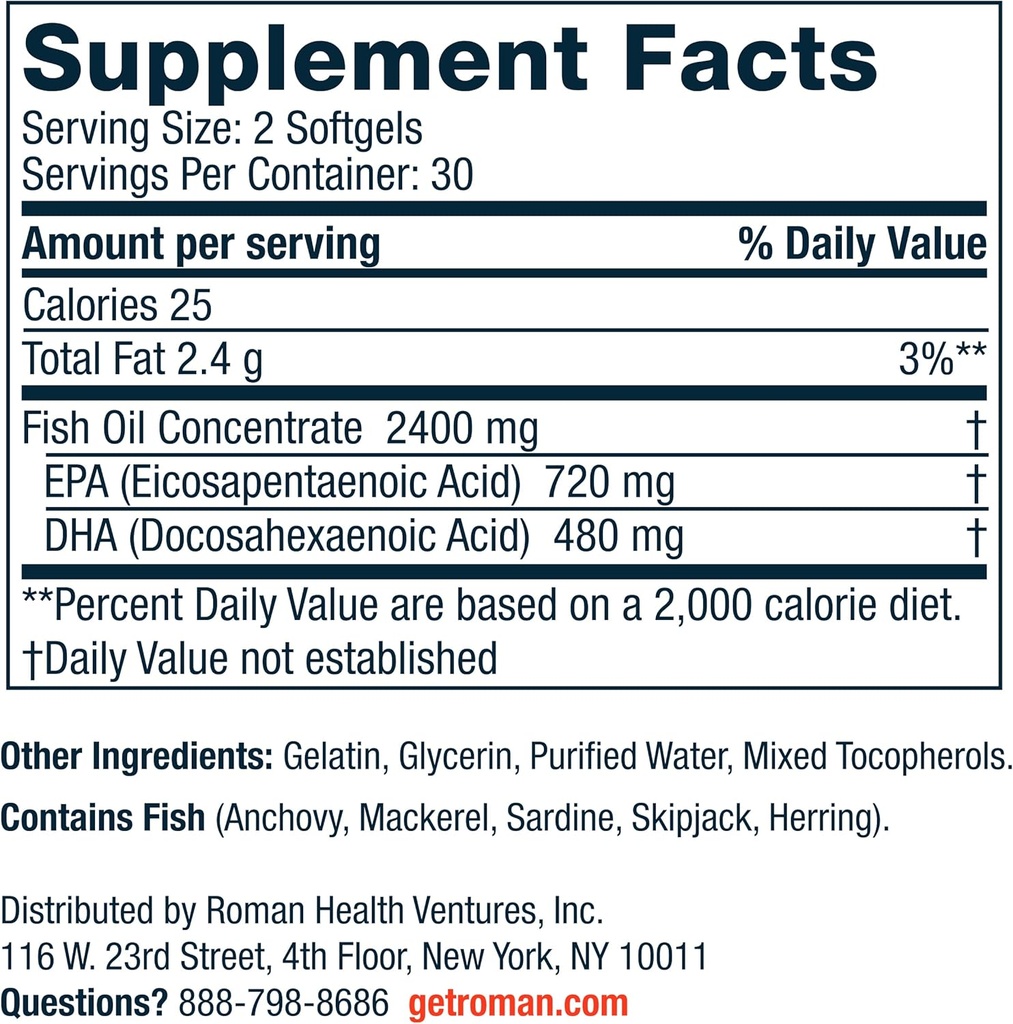 ROMAN Heart Health | Men's Daily Nutritional Supplement for Cardiovascular Support, Features Magnesium, Vitamins K + D3, CoQ10, and Spirulina | 30-Day Supply (120 Tablets + 60 Fish Oil Softgels) 6
