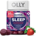 OLLY Max Strength Sleep Gummy, 10mg Melatonin, L-Theanine, Chamomile, Lemon Balm, Sugar Free, Vegetarian Sleep Aid, Strawberry - 50 Count 2
