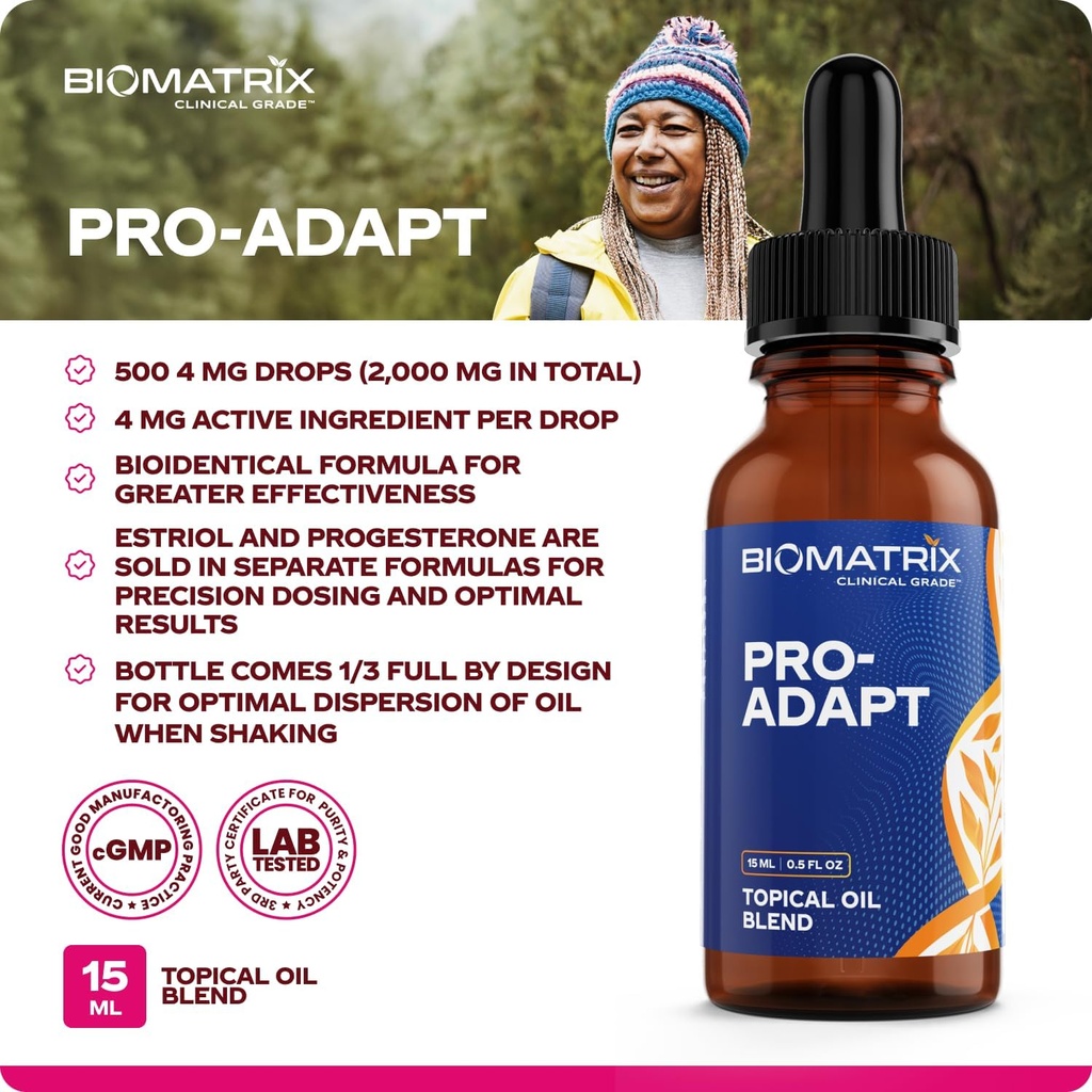 BioMatrix Progesterone, Micronized with Rice Bran Oil and Vitamin E | Bottle is 1/3 Full by Design Pro-Adapt 15 ml | 30-60 Day Supply 4