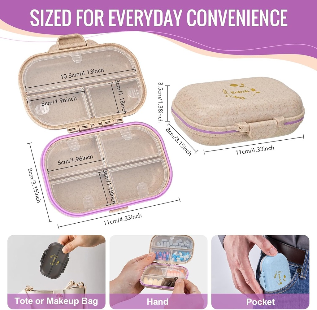 3 Packs 7-Compartments Pill Organizer - Large, Secure Locking and Moisture Proof Pill Box -Travel Friendly with Labels - Portable Daily Pill Dispenser for Vitamins/Fish Oils/Supplements - Pastillero 3