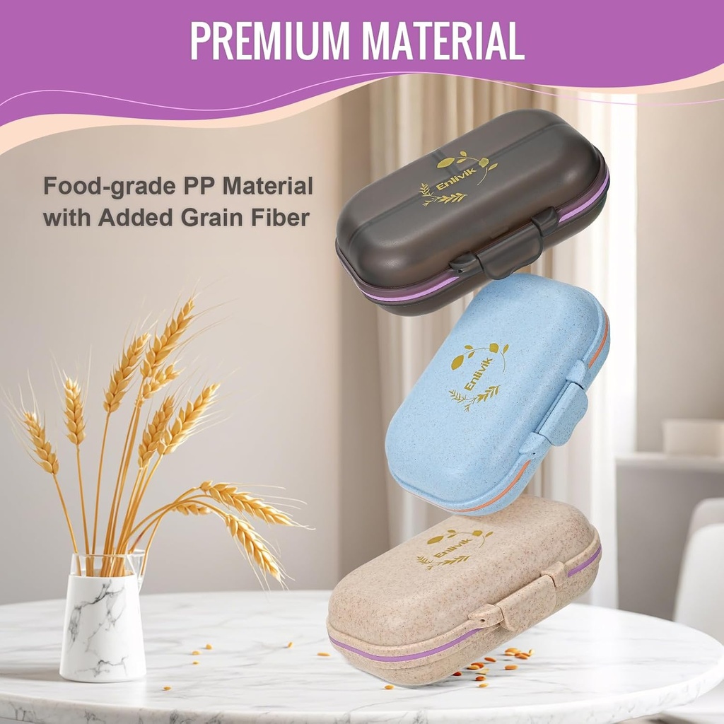 3 Packs 7-Compartments Pill Organizer - Large, Secure Locking and Moisture Proof Pill Box -Travel Friendly with Labels - Portable Daily Pill Dispenser for Vitamins/Fish Oils/Supplements - Pastillero 6