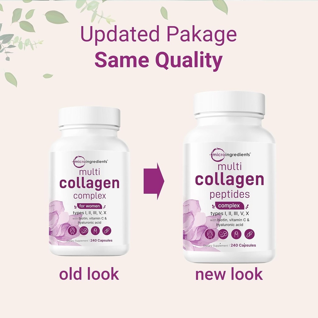 Micro Ingredients Multi Collagen Complex for Women & Hair Vitamins Complex Capsules Bundle 2 Pack | Grass-Fed Collagen Peptides | 14-in-1 Advanced Hair Growth Support 5