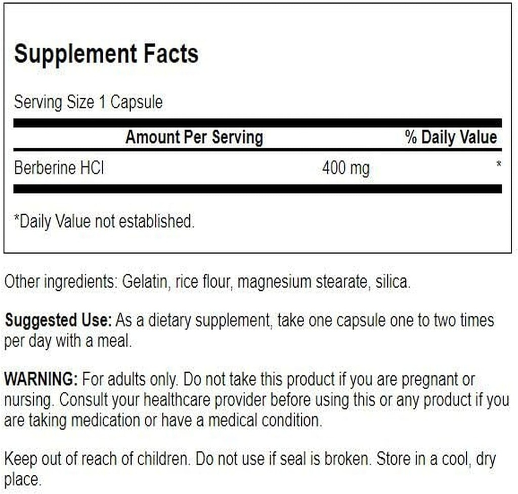 Swanson Berberine - Standardized 97% Berberine HCl- 400mg Each - 60 Capsules 2 Bottles 3