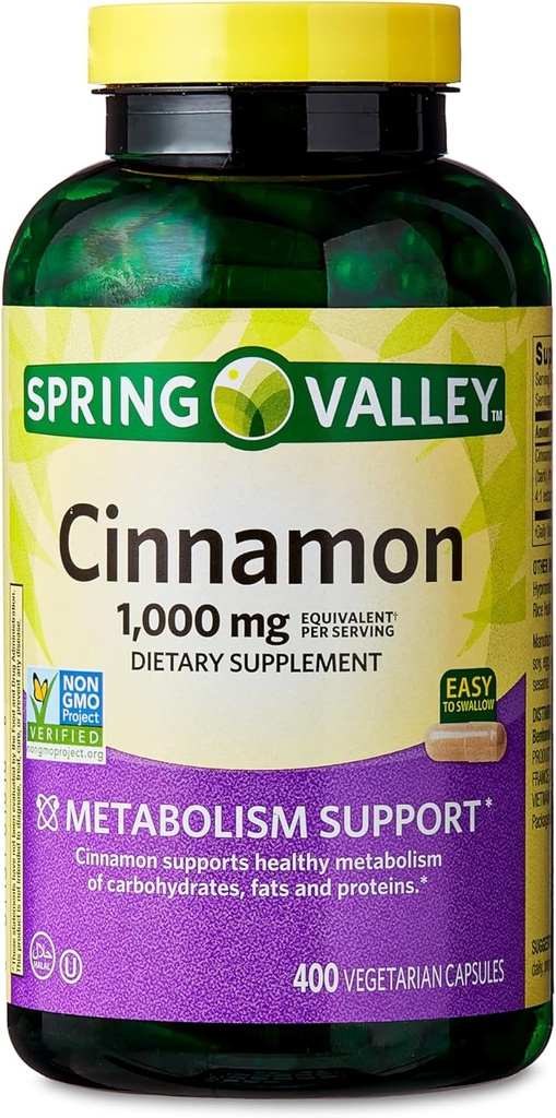 Spring Valley Cinnamon Dietary Supplement, 1000 mg, 400 Count - Cinnamon Supplements, Cinnamon Capsules, Cinnamon 2