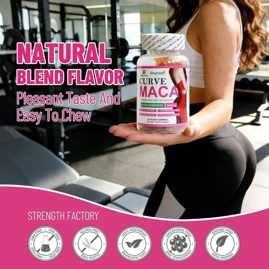 Curve Maca Gummies, 3000mg Vitality Supplement for Women, Support Butt/HIPS & Gluteal Muscle Enlargement, 60 Count 4